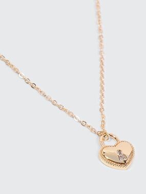 Hand Crafted Gold Heart Lock Pendant Necklace